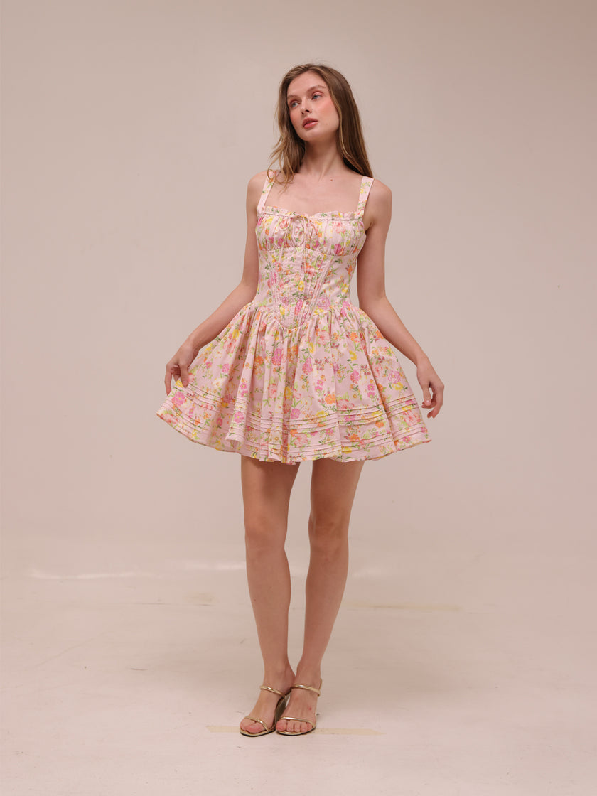 Natassia Pink Meadow Mini Dress