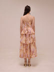 1960 Floral Tiered Linen Midi Dress