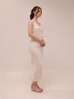 Ivory Ruched Slip Midi Dress