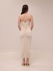 Ivory Ruched Slip Midi Dress