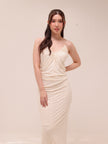 Ivory Ruched Slip Midi Dress