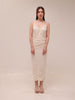 Ivory Ruched Slip Midi Dress