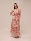 Pink Tiered Ruffle Floral Maxi Dress