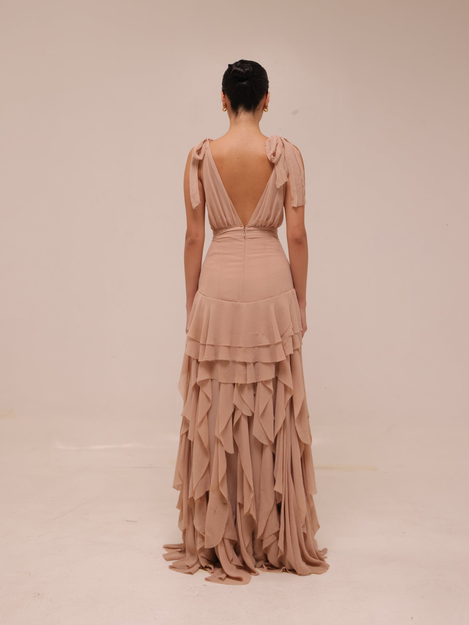 Ruffled Chiffon Maxi Dress