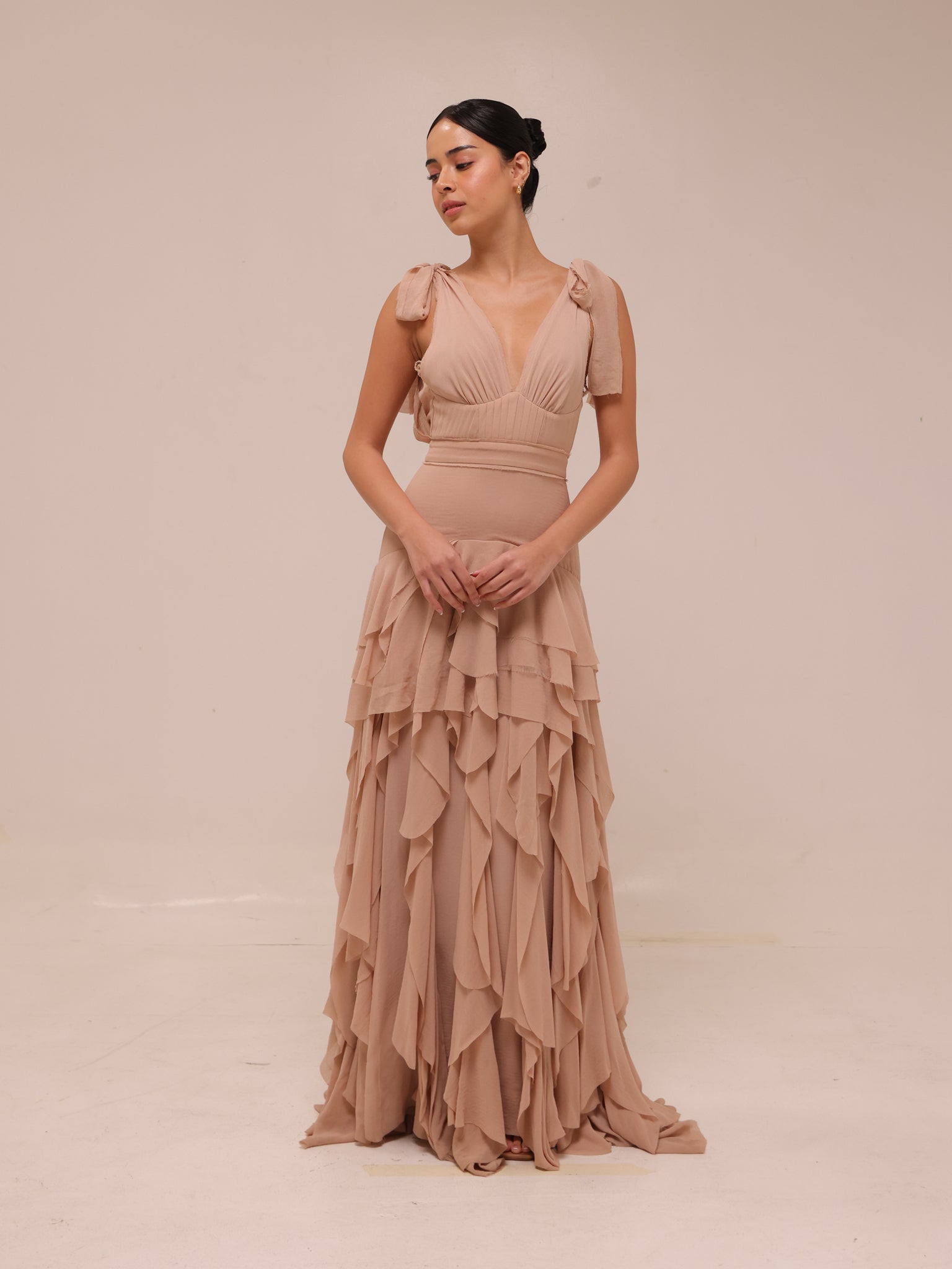 Ruffled Chiffon Maxi Dress