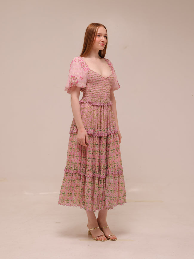Hera Shirred Midi Dress