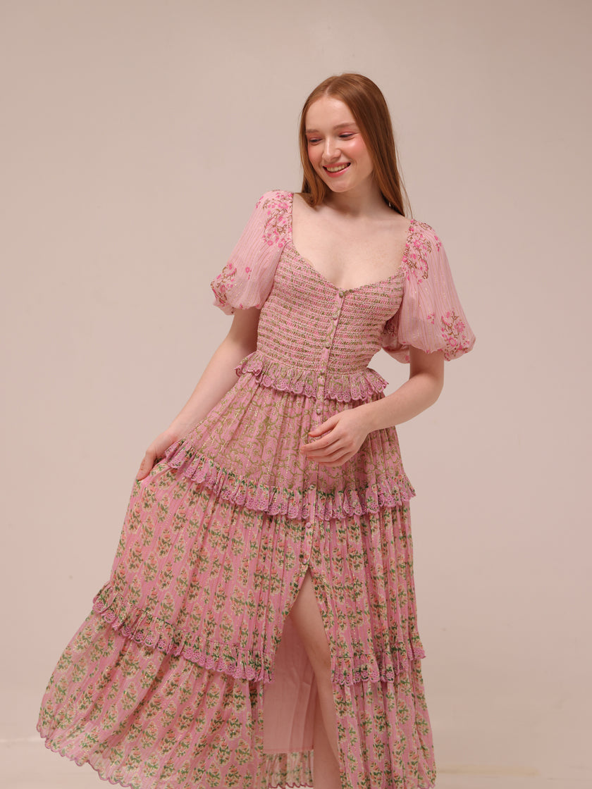 Hera Shirred Midi Dress