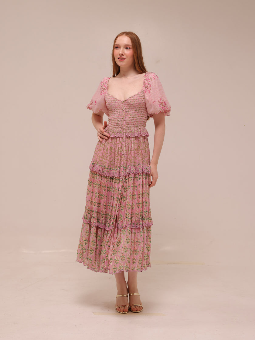 Hera Shirred Midi Dress