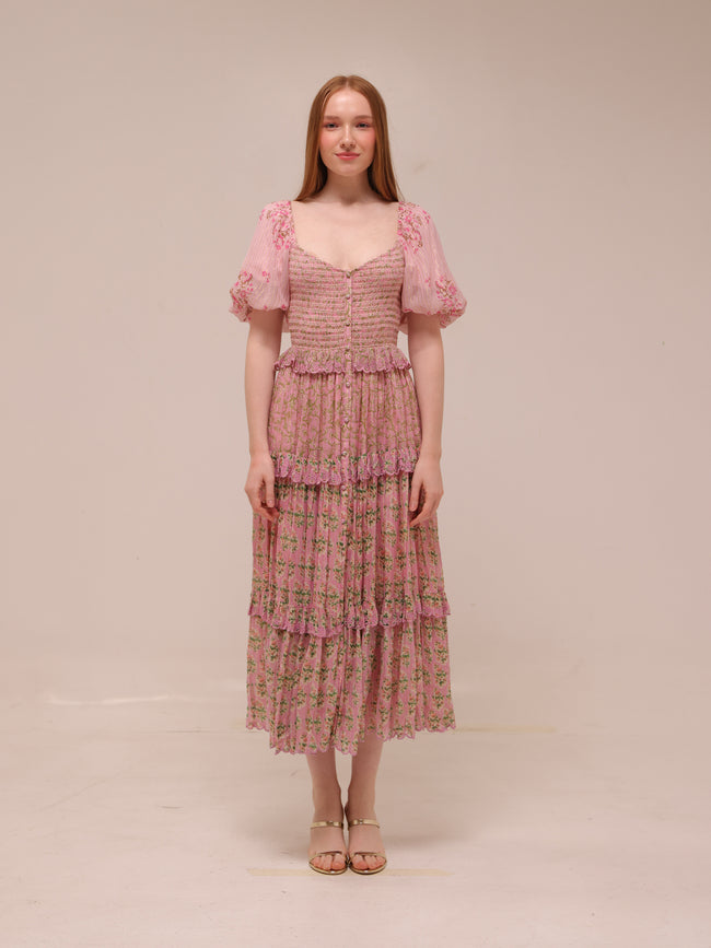 hemant and nandita pink puff sleeve dress Hemant & Nandita Pink Sidra Dress