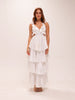 Catalina Tiered Ruffle Cut-Out Maxi Dress White