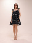 Black Cross-Stitch Layer Mini Dress