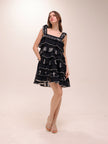 Black Cross-Stitch Layer Mini Dress