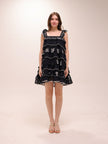 Black Cross-Stitch Layer Mini Dress