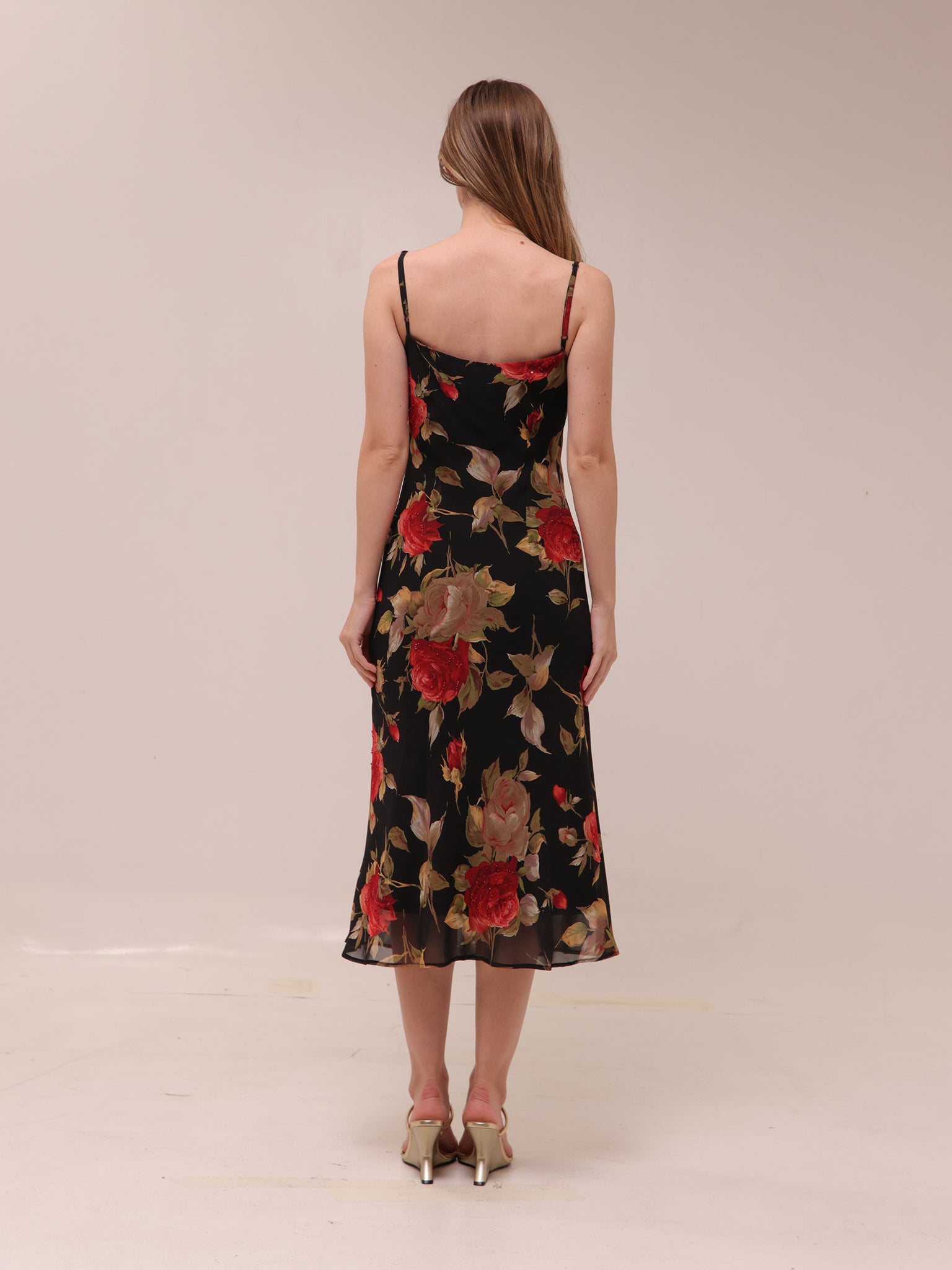 Black Floral Midi Dress