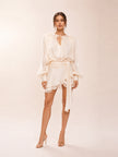 Cream Pure Glow Draped Mini Dress