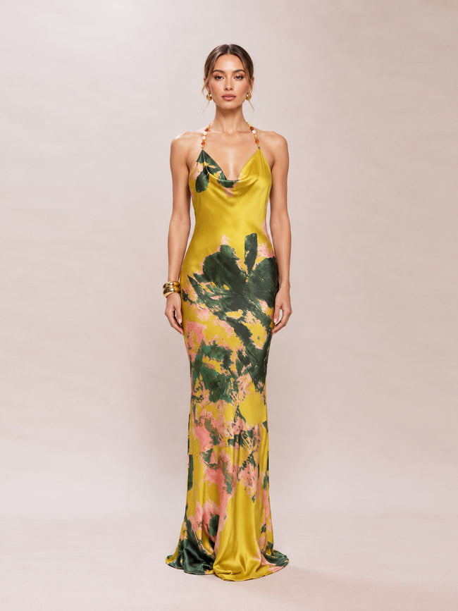 Yellow Print Bethani Maxi Dress