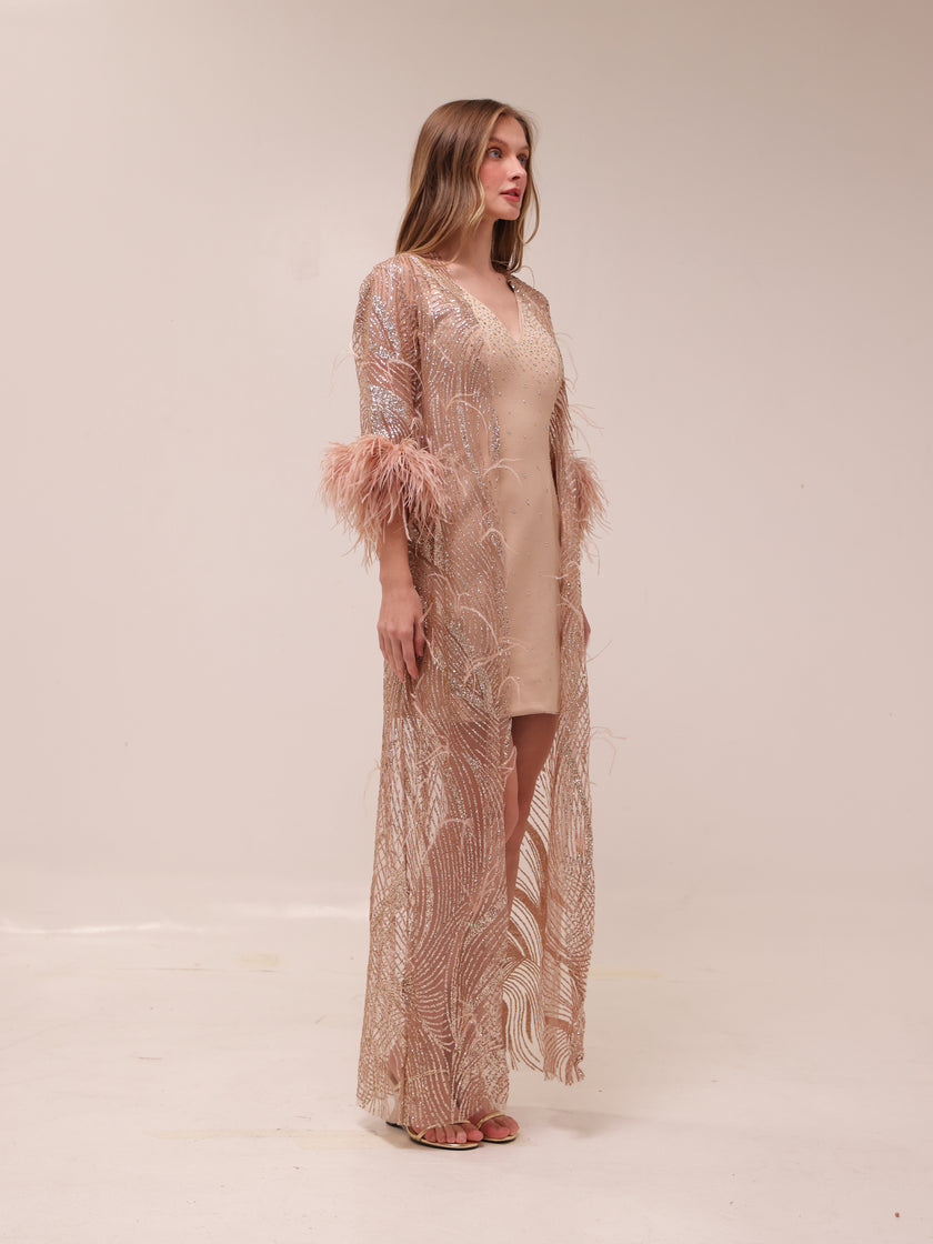Lumière Feather Embellished Robe Set