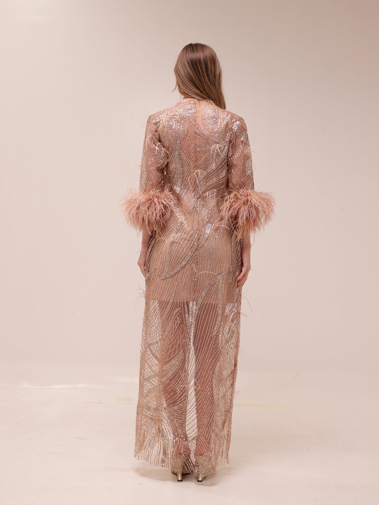 Lumière Feather Embellished Robe Set