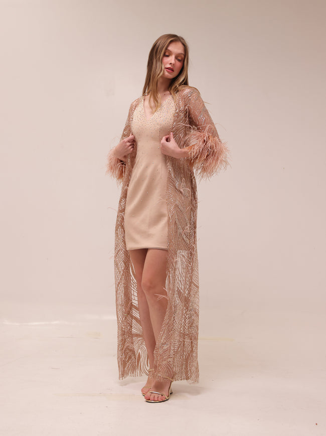Lumière Feather Embellished Robe Set