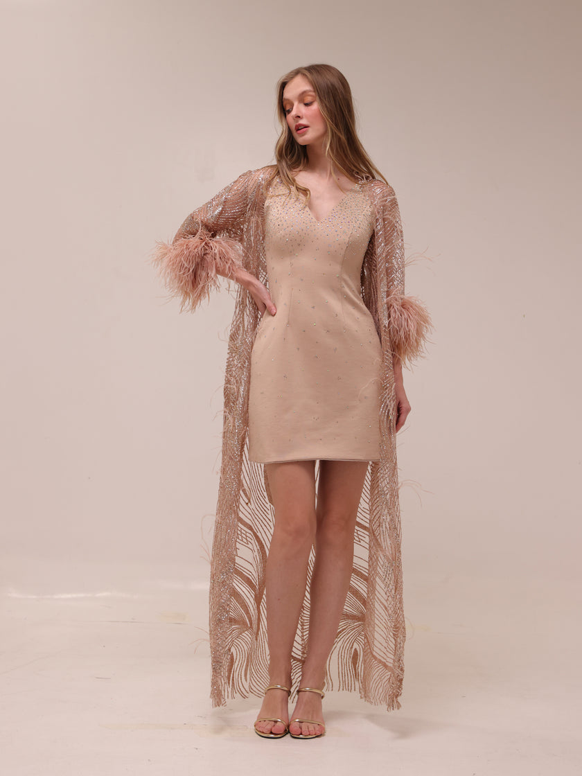 Lumière Feather Embellished Robe Set
