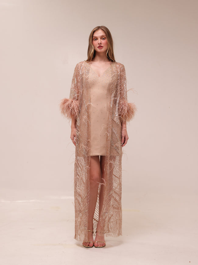 Lumière Feather Embellished Robe Set