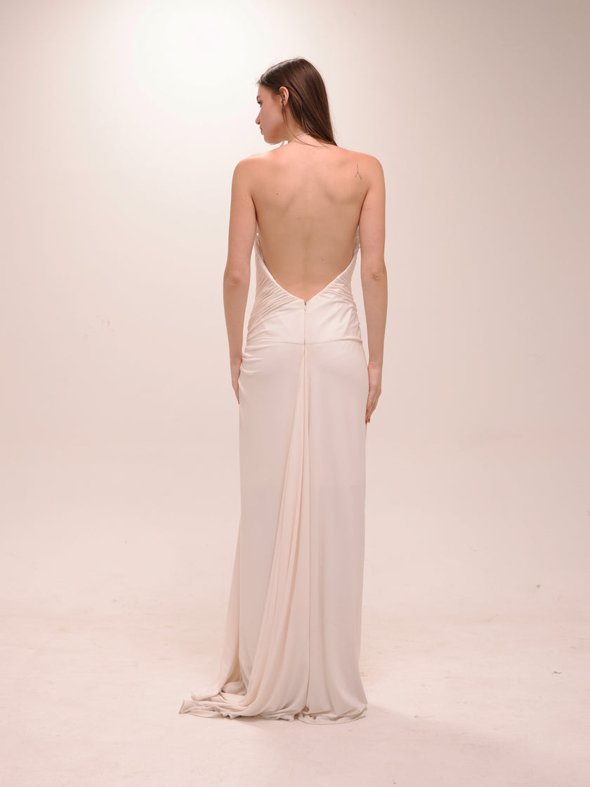 Ruched Halter Gown