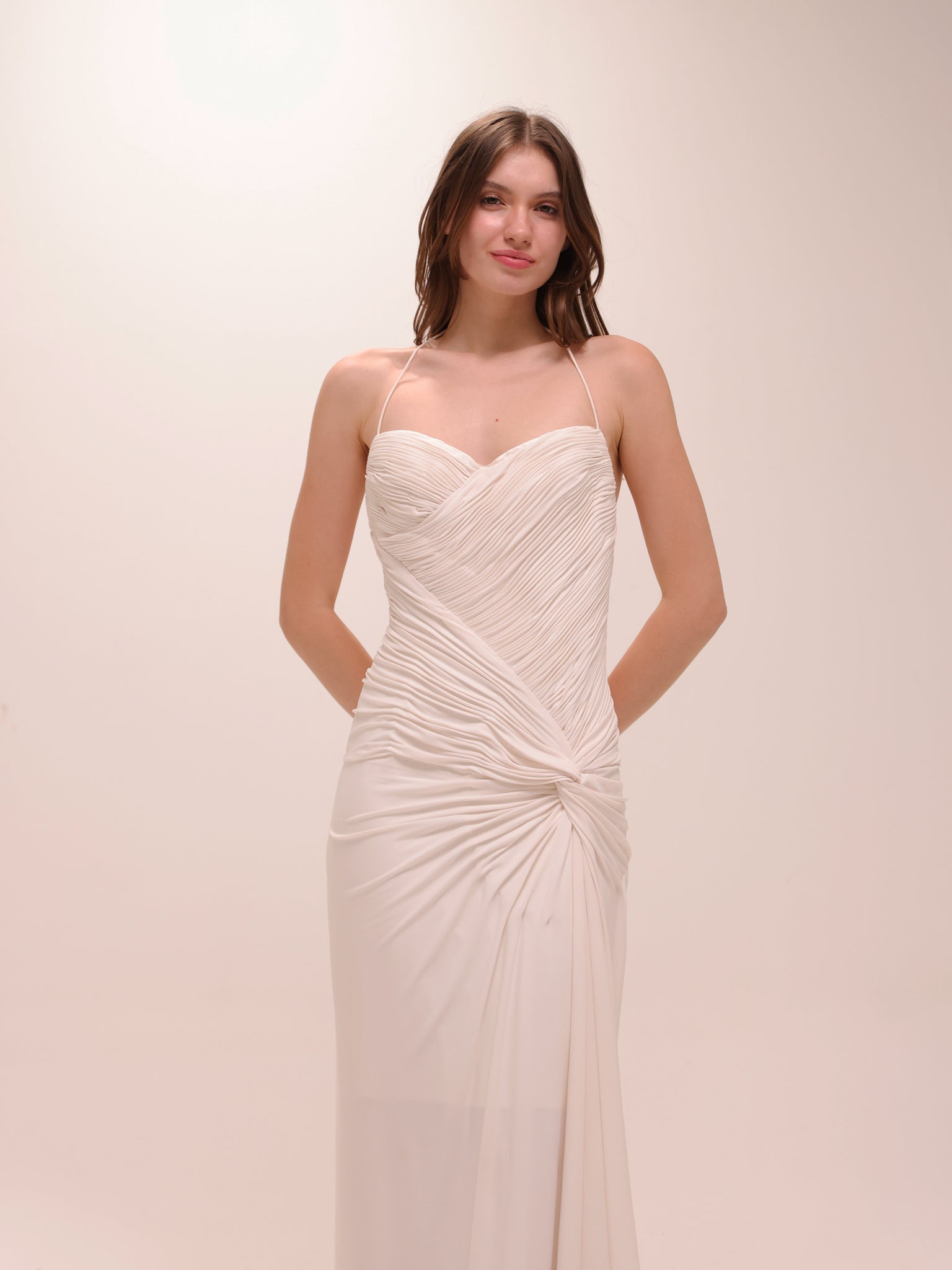 Ruched Halter Gown