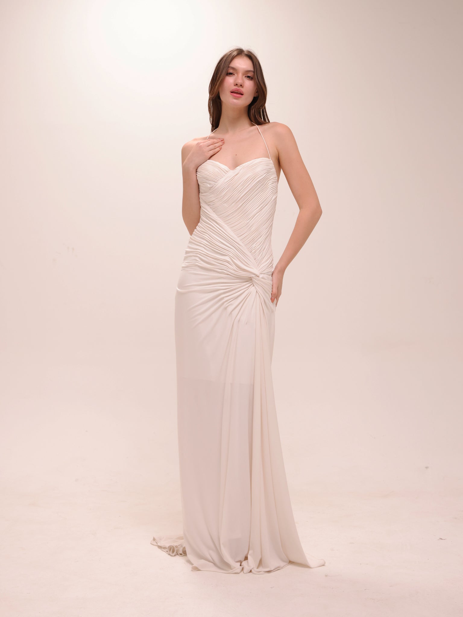Ruched Halter Gown