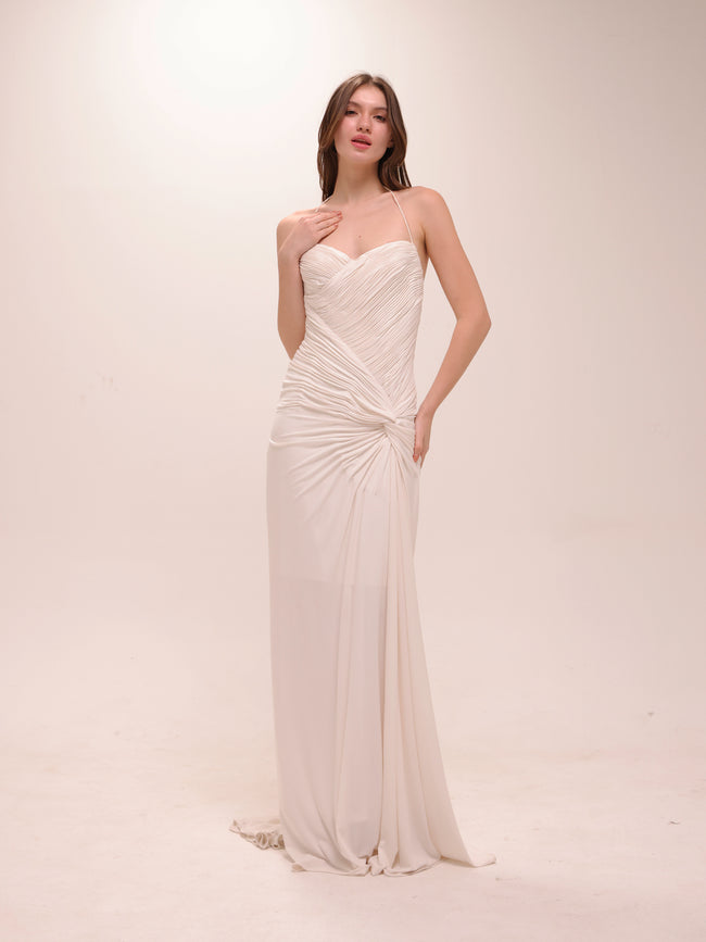 Ruched Halter Gown