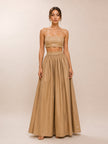 Beige Chambray Top & Skirt