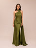 Long Olive Green Dress With Cape