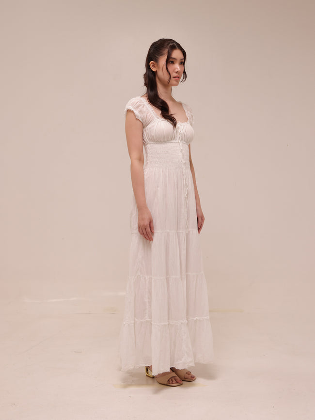Sienna Cotton Smocked Milkmaid Maxi Dress