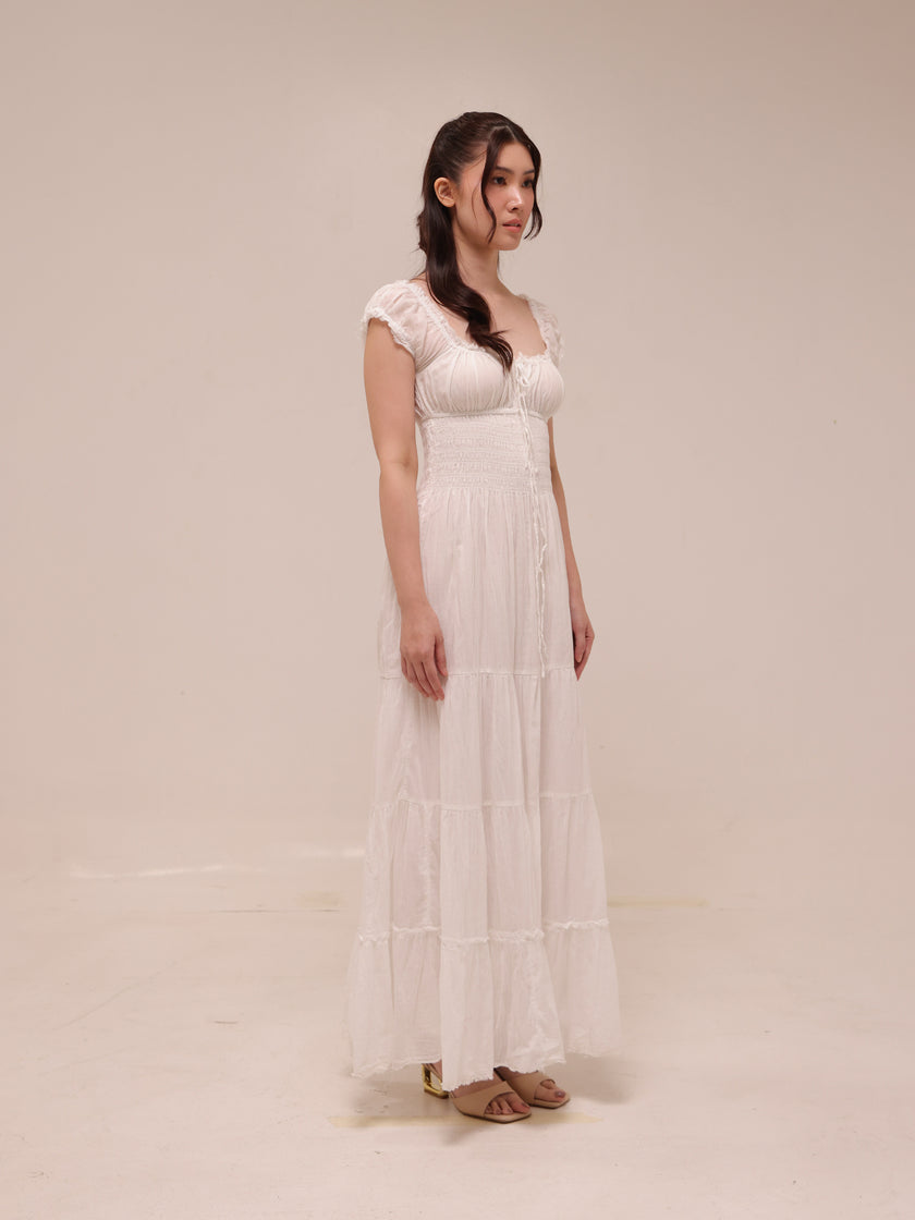 Sienna Cotton Smocked Milkmaid Maxi Dress