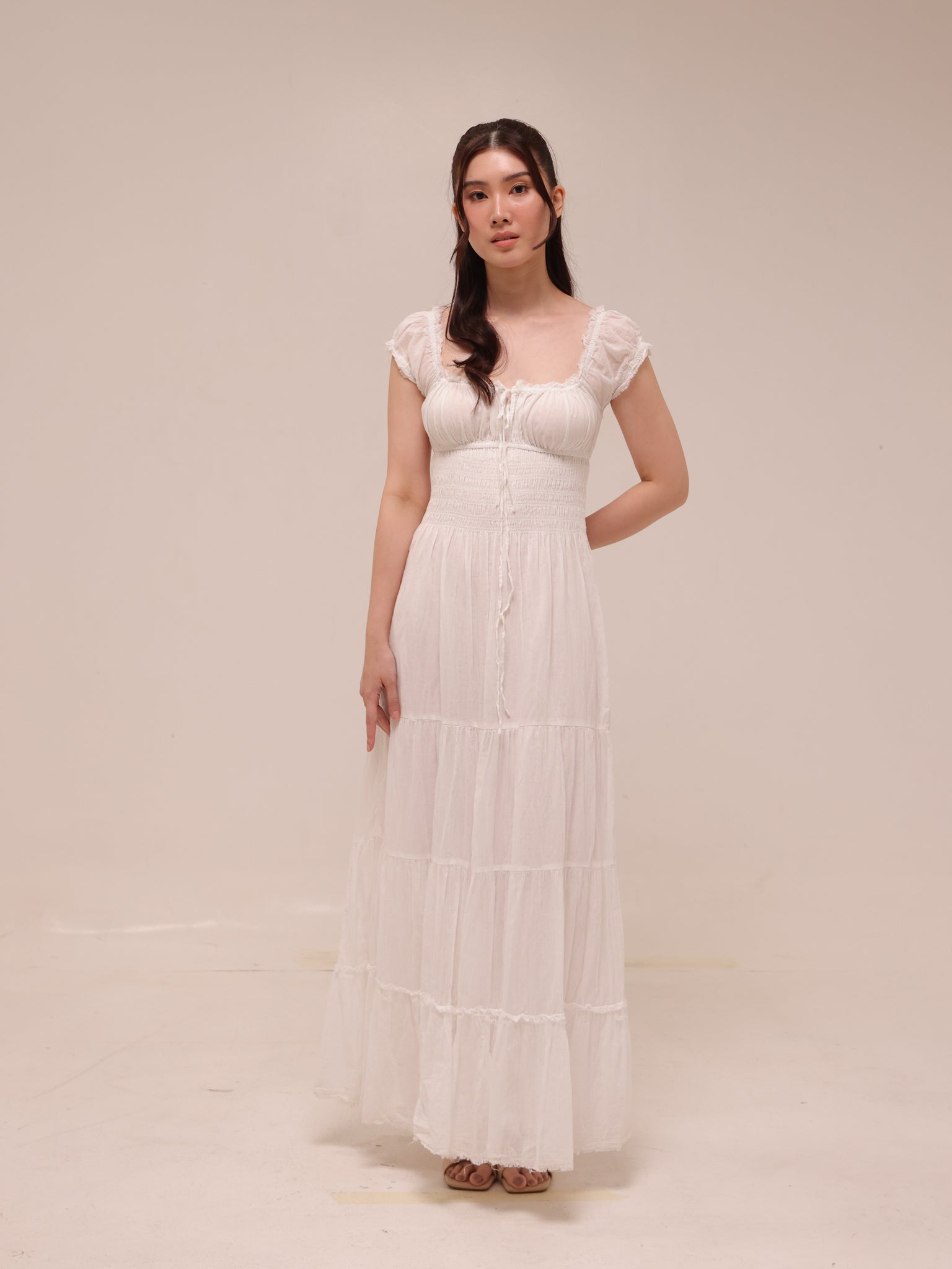 Sienna Cotton Smocked Milkmaid Maxi Dress – rentarela