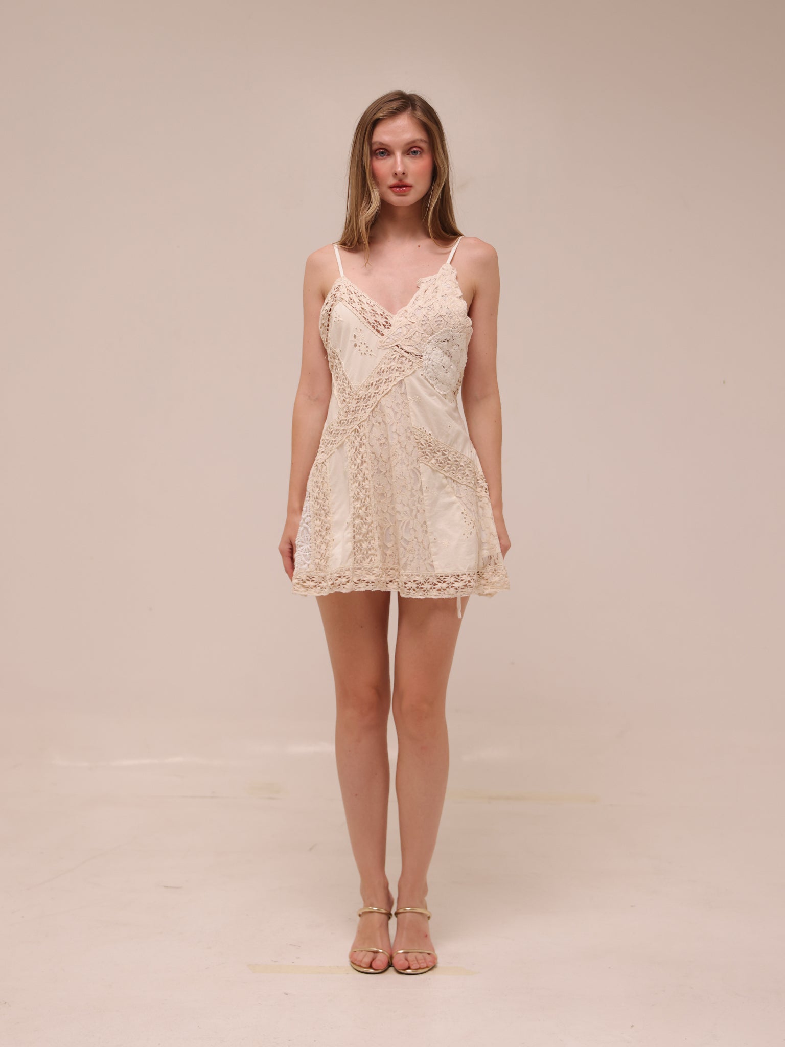Laney Spliced Lace Slip Dress