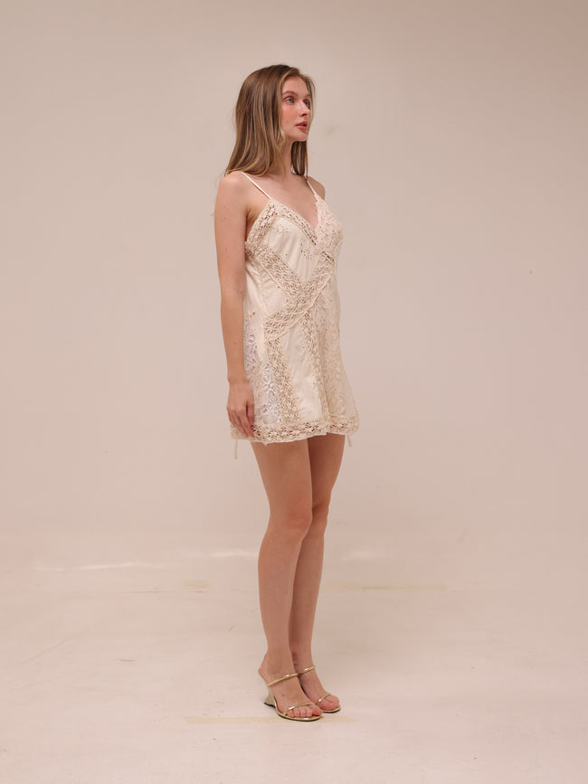 Laney Spliced Lace Slip Dress