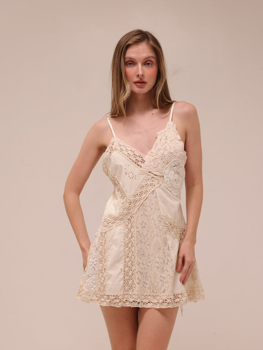 Laney Spliced Lace Slip Dress