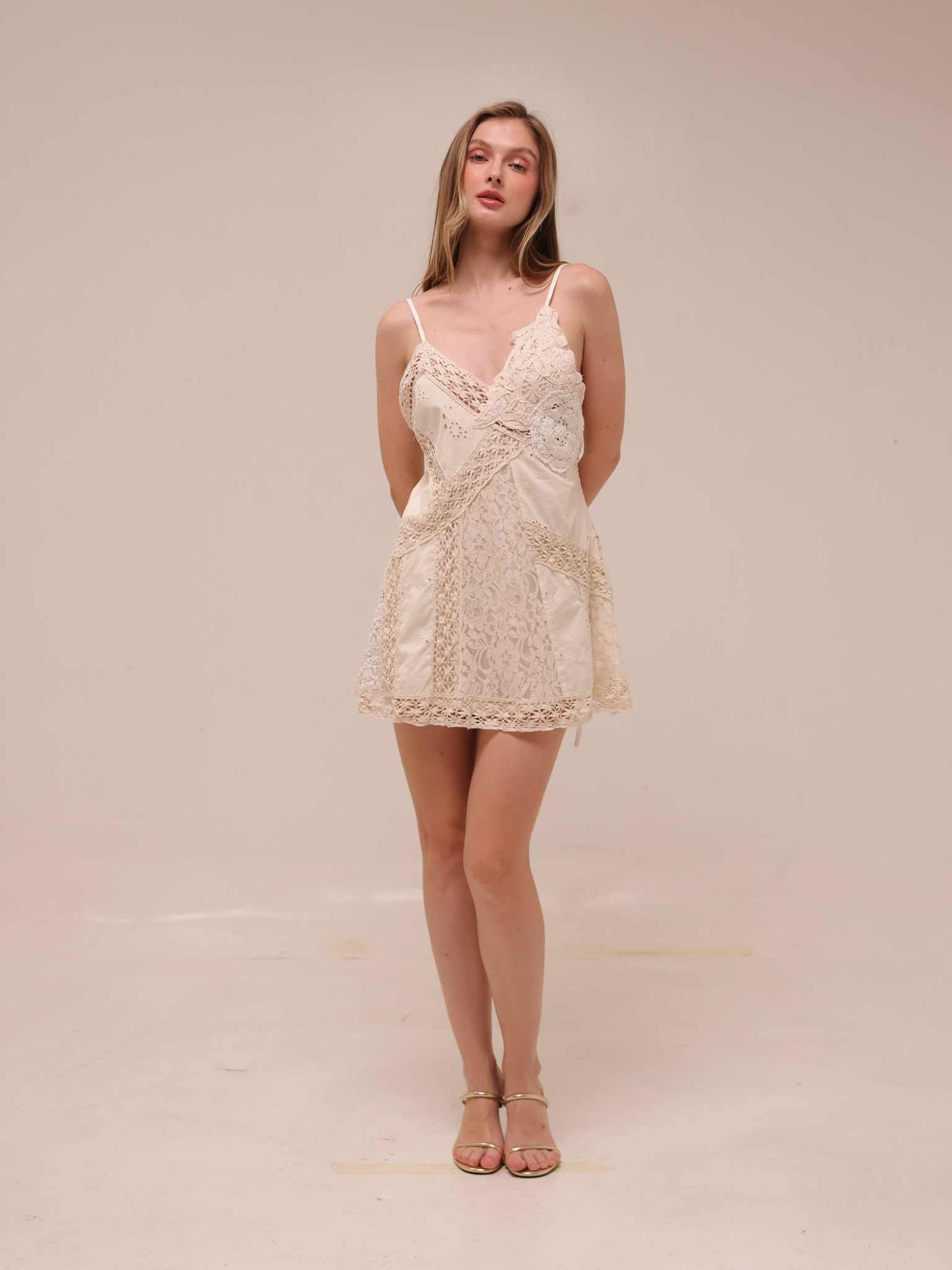 Laney Spliced Lace Slip Dress
