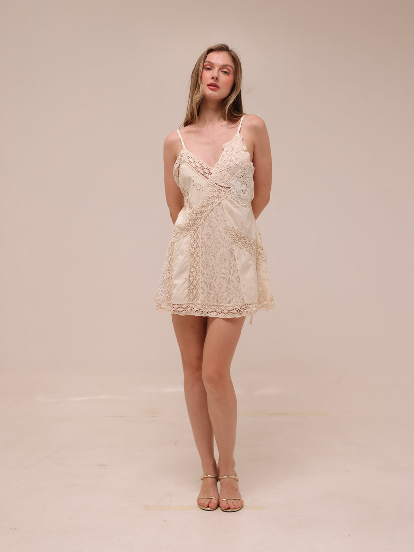 Laney Spliced Lace Slip Dress