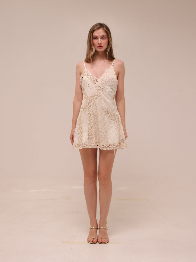 Laney Spliced Lace Slip Dress