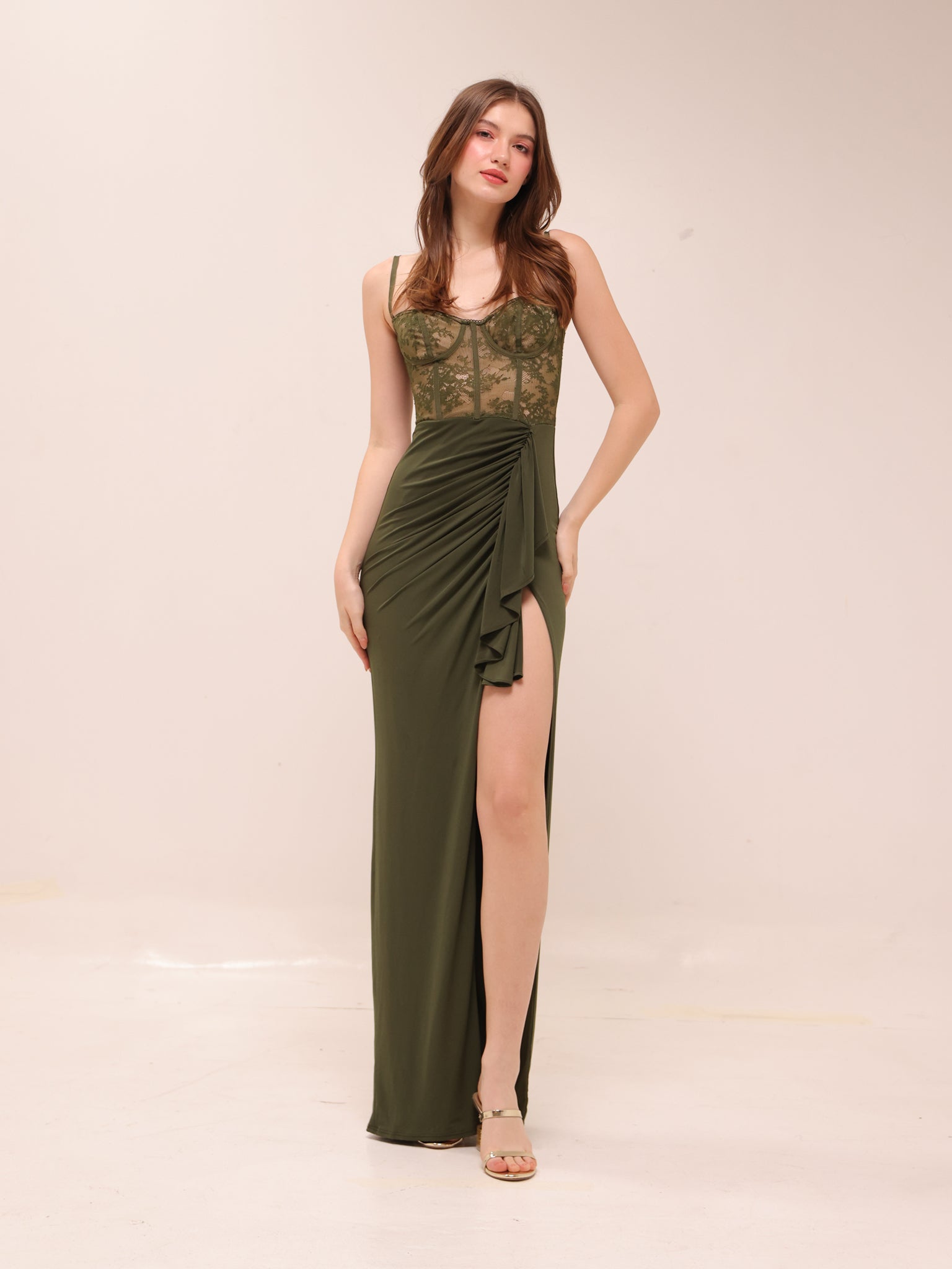 Willow Gown In Olive Green