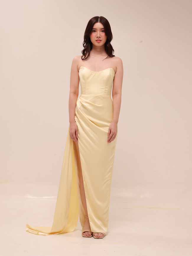 Bita Gown in Butter Yellow