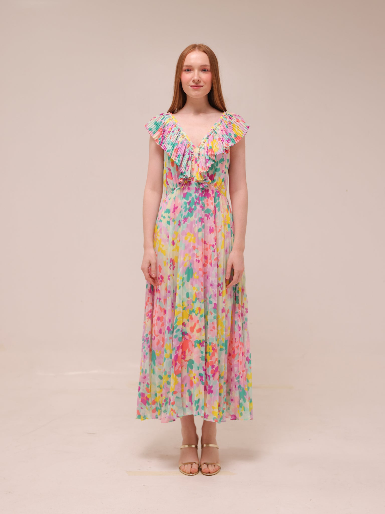 Painted Petals Pleated Dress