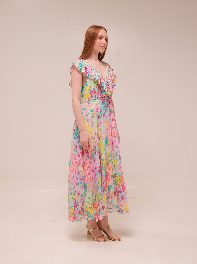 Painted Petals Pleated Dress
