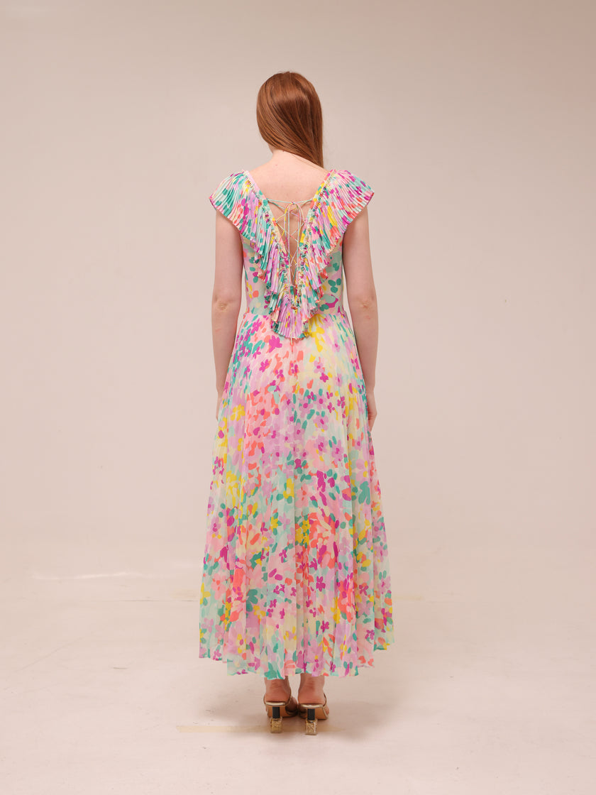 Painted Petals Pleated Dress