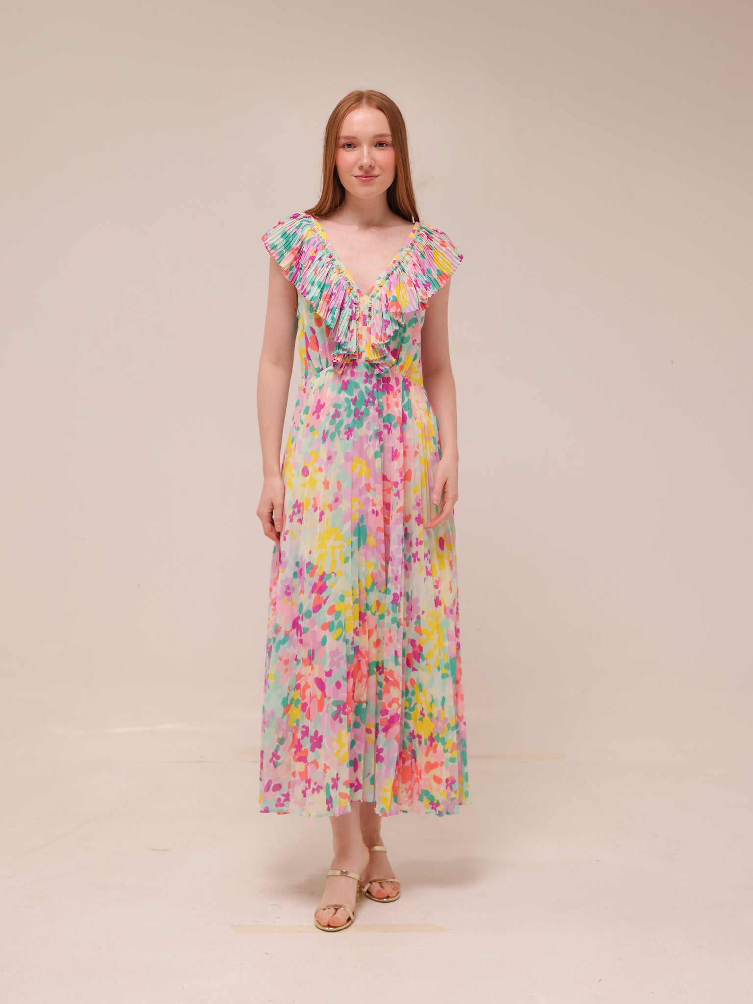 Painted Petals Pleated Dress