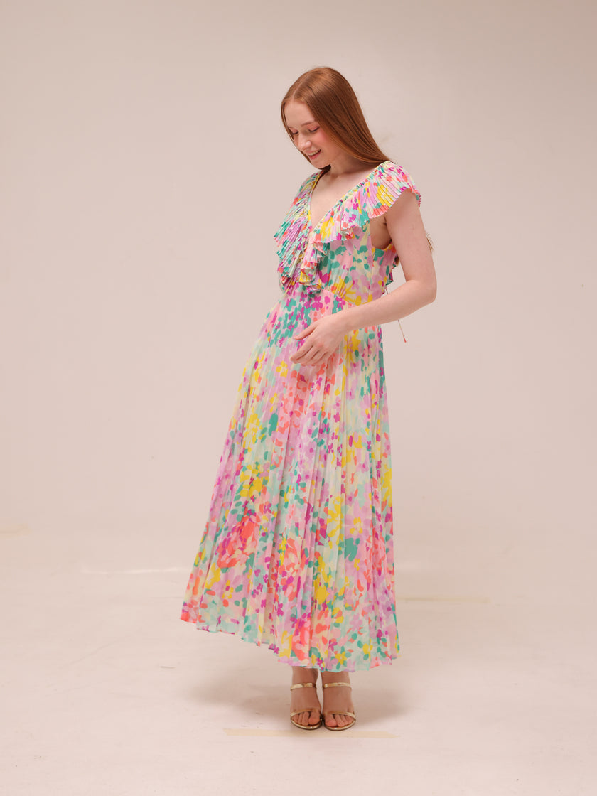 Painted Petals Pleated Dress