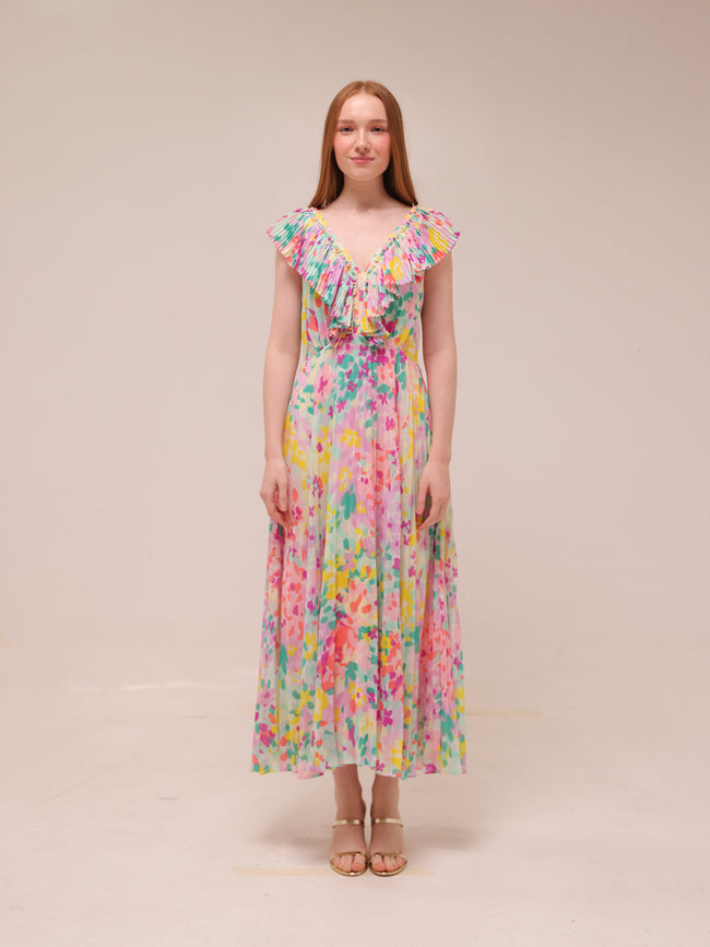 Painted Petals Pleated Dress