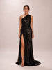Black Sequin One Shoulder Gown