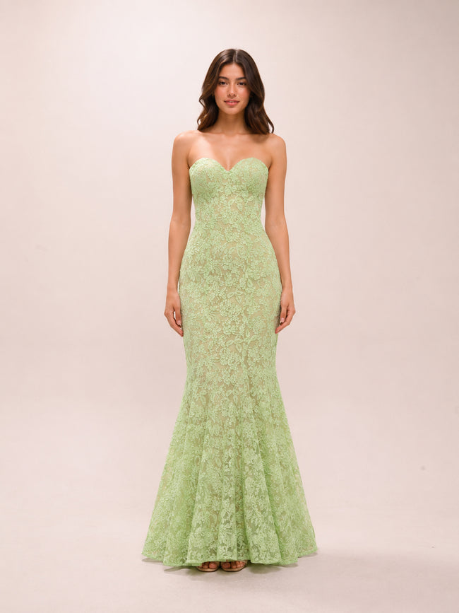 Lime Green Lace Gown